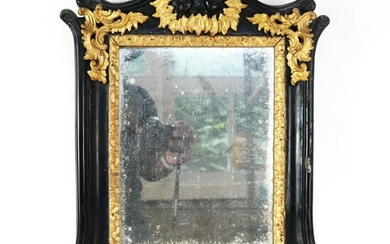 Continental Baroque Gilt & Ebonized Mirror