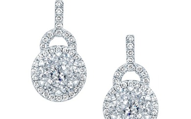 Diamond Arched Hinge Earrings In 14k White Gold