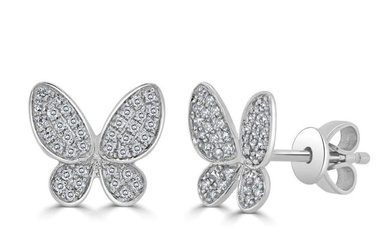 Diamond Butterfly Stud Earrings in 14K White Gold (0.20 CTW)