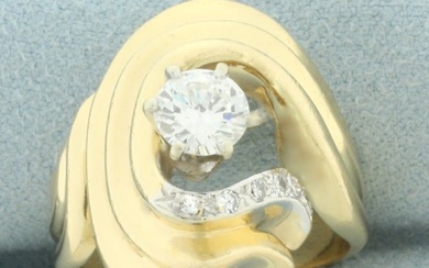 Diamond Swoop Design Ring in 14k Yellow Gold