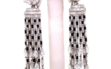 Diamond and Onyx Chandelier Earrings