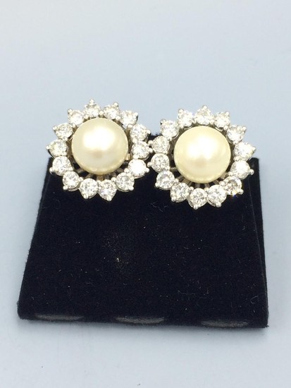 Diamond & pearl cluster ear studs
