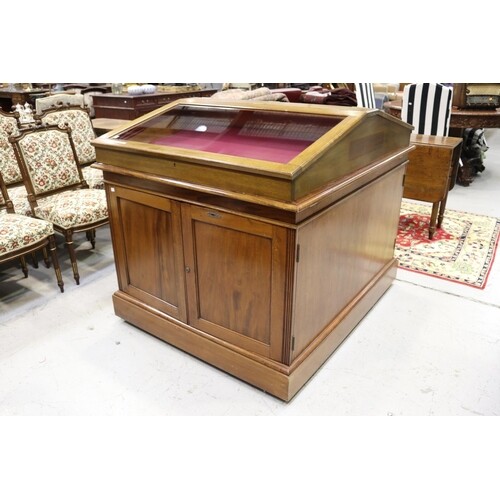 Early 20th century teak table top double display case, of sl...
