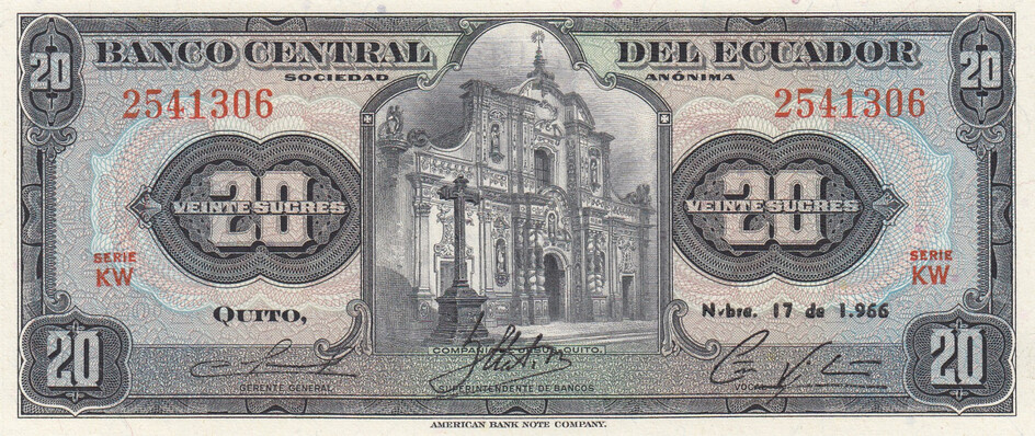 Ecuador 20 Sucres 1966
