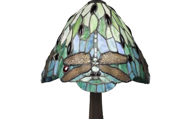 Elegant stained glass table lamp in Tiffany style. 20th century.