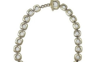 Elsa Peretti Tiffany & Co Vintage Square Cushion Sterling Silver Toggle Necklace