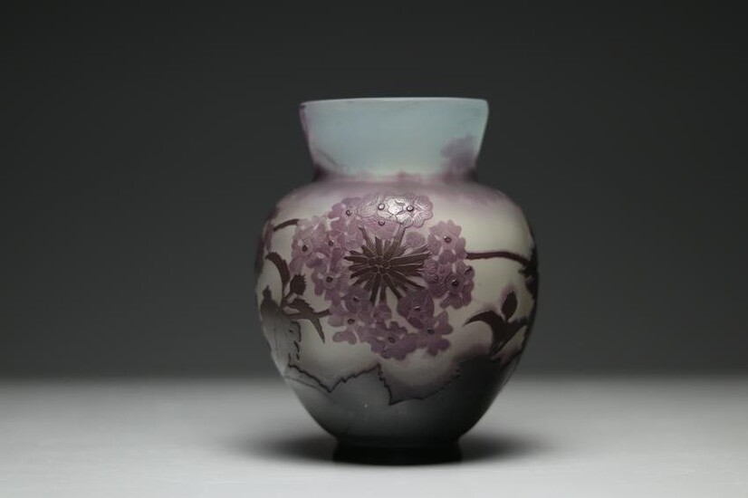 Emile Galle vase decorated with mauve flowers