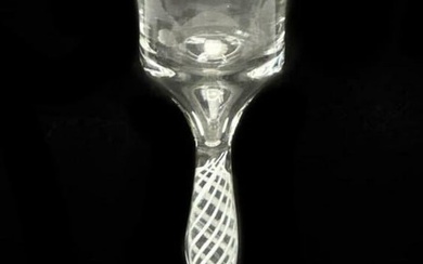 English Glass Clear White Air Twist Stem Glass 18th/19th Century
