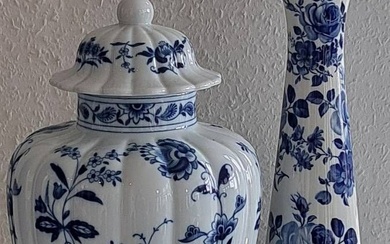 Ensemble de 4 vases bleu blanc composé de 1x vase à couvercle, vase pour urne,...