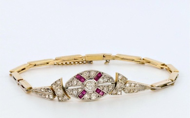 Estate Sweet Belle Epoque 18K Gold Diamond Ruby Bracelet