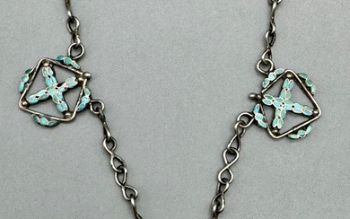 Exquisite Dishta Style Turquoise Inlay Necklace