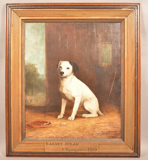F. Spang Oil On Canvas Dog Portrait Painting.