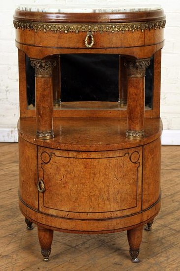 FRENCH BURL WALNUT MARBLE TOP STAND C.1920
