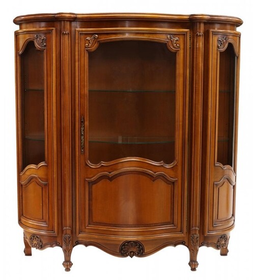 FRENCH LOUIS XV STYLE CARVED FRUITWOOD VITRINE
