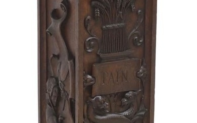 FRENCH OAK CARVED TALL DOUGH BOX