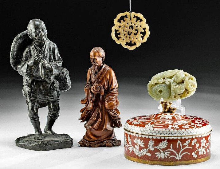 Five Fine 20th C. Chinese Figures, Ornaments & Bowl