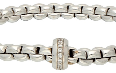 Fope 18K white gold 'Flex it' bracelet with diamond.