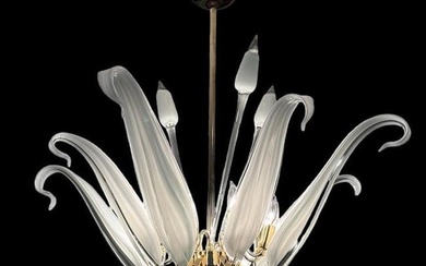 Franco Luce Modernist Murano Glass Chandelier, Cattails