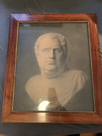 Frederik Norden Guldbrandsen: Academy study depicting a bust of Vitellius. Unsigned. Charcoal on paper. Frame size 66×56 cm.