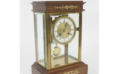 French mahogany and ormolu mounted four glass mantel clock, ...