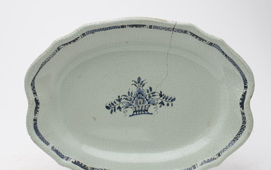 French tray in Rouen earthenware, 19th Century.