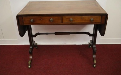 GEORGE III STYLE INLAID MAHOGANY BREAKFRONT, - H: 91"; W: 80"; D: 17 1/2".
