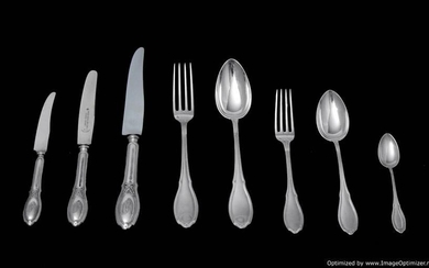 GERMAN 19th CENTURY 112pc. SILVER FLATWARE SET WITH 17