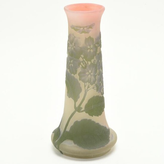 Gallé Cameo Glass Vase Hortensias Circa 1910.