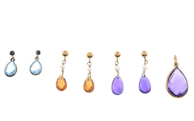 Gem-set pendant & earrings