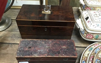 Georgian rosewood tea caddy together with a money box