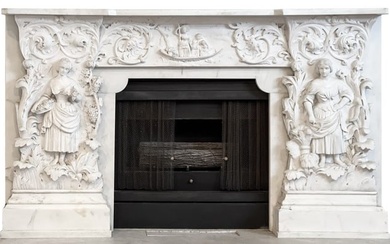 Gilded Age Carved Marble Fireplace Surround
