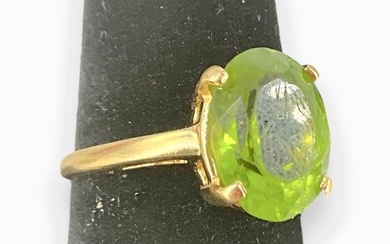 Gold and Peridot Stone Solitaire Ring