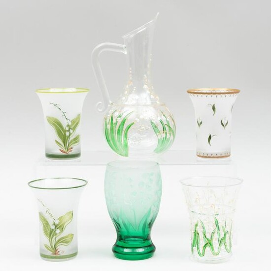 Group of Christian Dior Glassware Decorated with Lily