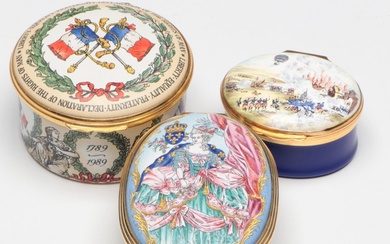 Halcyon Days Collectors Circle and Other French Themed Enamel Boxes
