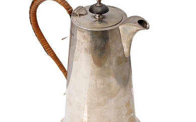Hallmarked sterling silver coffee pot with ebonised finial a...