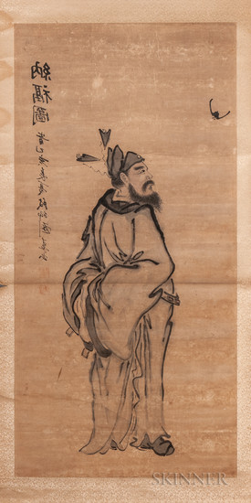 Hanging Scroll Depicting Zhong Kui with a Bat