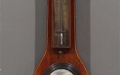 (-), Hollandse banjobarometer in mahonie kast met o.a....