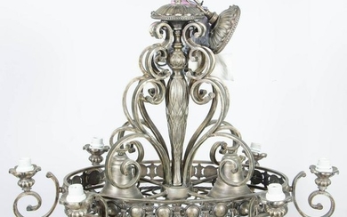 Italian style bronze finished 6 arm chandelier