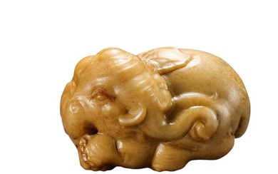 Jade lying elephant, 16th century Ming Dynasty
