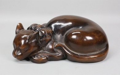 Japanese Bronze Sleeping Cat