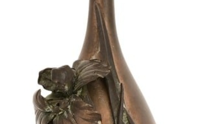 Japanese Patinated Bronze Floral Vase