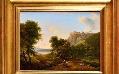 Jean Victor BERTIN (1767 - 1842) Atelier de Paysage aux bergers Huile sur toile et...