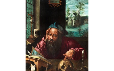 Joos van Cleve, um 1485 – um 1540, Kreis des, HIERONYMUS IN SEINEM STUDIERZIMMER