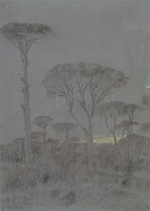 Josef Maria Auchentaller (Wien/Vienna 1865 – Grado 1949), Alberi nella pineta...