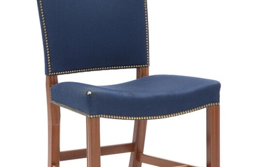 SOLD. Kaare Klint: “The Red Chair”. Armchair with mahogany frame. Seat and back upholstered with blue wool fitted with nails. – Bruun Rasmussen Auctioneers of Fine Art