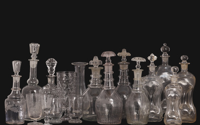 Kastrup - Holmegaard - Alborg glassworks collection div. glass and decanters and chucklebottles circa 1800 -1900's. (17th).