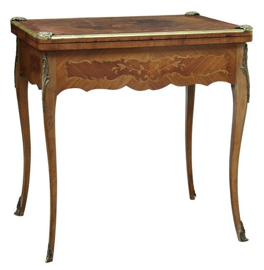 LOUIS XV STYLE MAHOGANY MARQUETRY GAMES TABLE