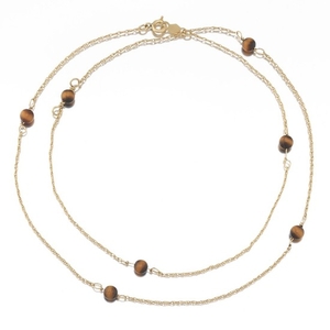 Ladies' Gold and Tiger Eye Bead Necklace