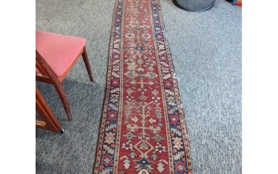 A Good Large Antique Oriental Handmade & Knotted Runner Rug,...