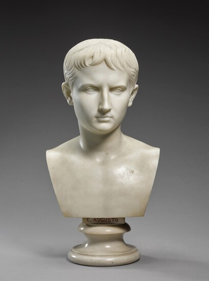 Leone Clerici (active 19th century) | Italian, Rome, dated 1878 | After the Antique | Bust of Octavian